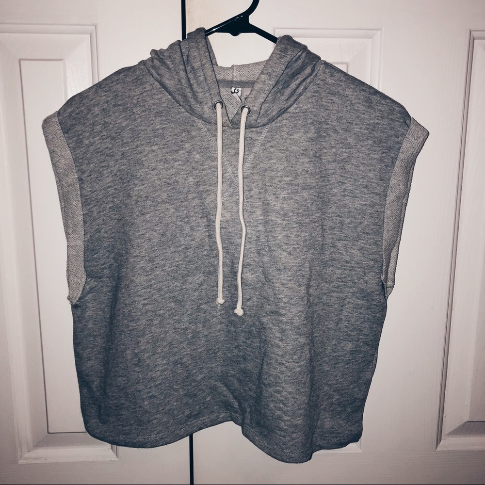 Gray Cropped Hoodie